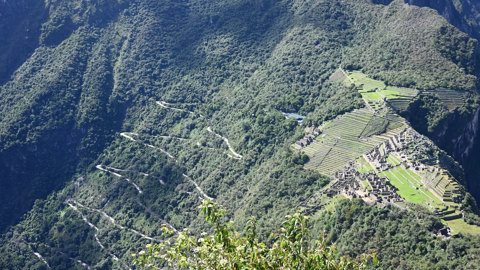 Route sinueuse traversant les hauts plateaux des Andes péruviennes avec des sommets enneigés en arrière-plan